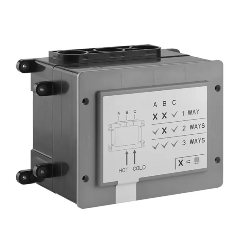 Corps encastré Gessi 1/2 pour thermostat à bouton-poussoir pour montage horizontal, avec clapet anti-retour, filtre et pré-arrêt, pression, pas de sécurité intrinsèque