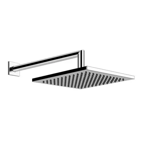 Gessi Emporio douche de tête carrée anticalcaire avec joint et support mural, 1/2 raccordement A 3 bar de pression environ 15 l/min