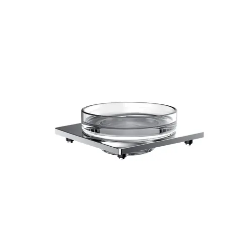 Porte-savon de liaison emco pour rampe, verre cristal clair, chromé