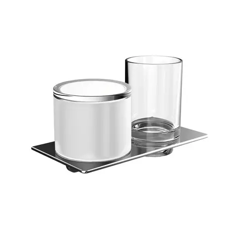 Distributeur de savon liquide et porte-verre emco art, chromé
