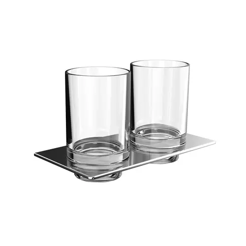 emco art porte-verre double, y compris verres en cristal clair, chromé