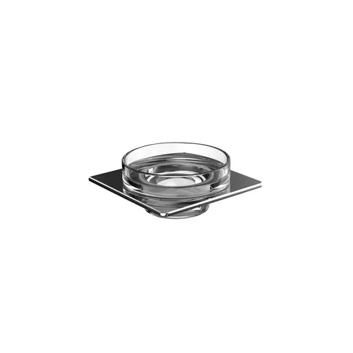 Porte-savon emco art, coupe en verre cristal clair, chromé