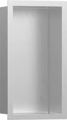 hansgrohe XtraStoris Individual niche murale en acier inoxydable brossé avec cadre design, 300x150x100 mm