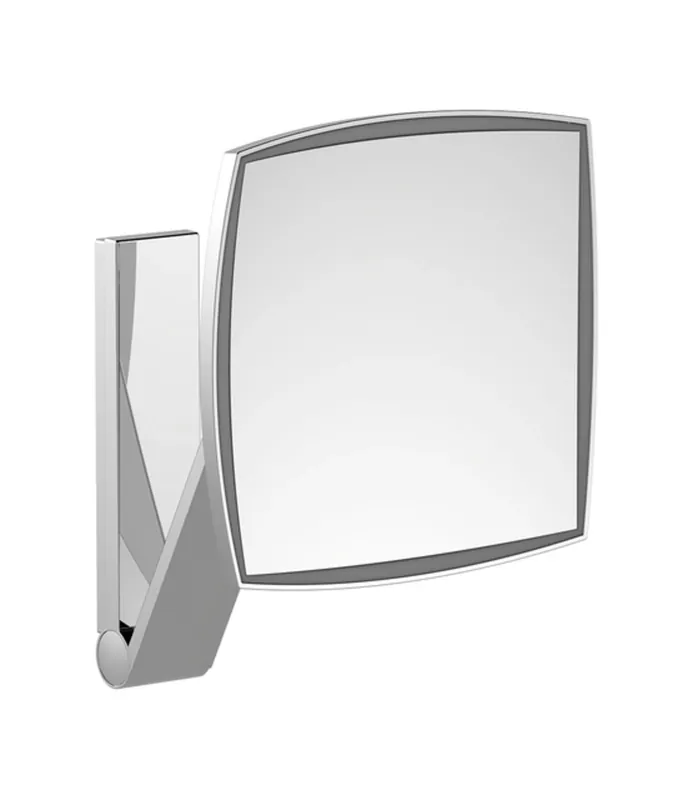 KEUCO iLook_move Miroir de soins de beauté, éclairé, angulaire, chromé, avec passage de câble encastré pour interrupteur d‘ambiance