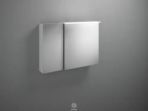 burgbad Badu armoire de toilette avec éclairage LED à poser, 2 portes, version gauche, largeur 900mm