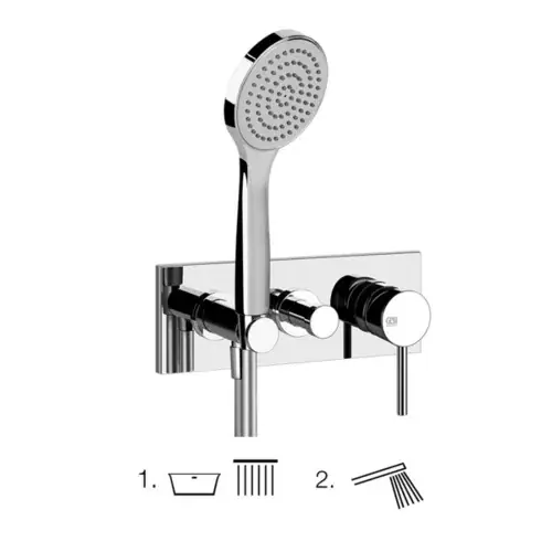 Gessi Emporio Via Tortona kit prêt à poser pour mitigeur monocommande de baignoire, inverseur 2 voies, raccordement mural direct coude avec support, 031