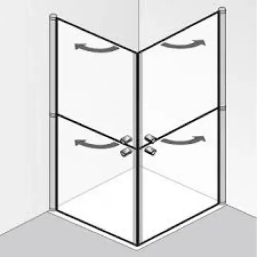 HSK Cabine de douche d‘angle Exklusiv avec portes tournantes et éléments divisés, 90x90cm, hauteur 200cm