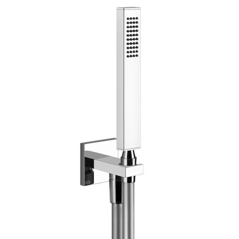 Ensemble de douche Gessi Rettangolo comprenant un coude de raccordement mural 1/2, avec support et pomme de douche anticalcaire