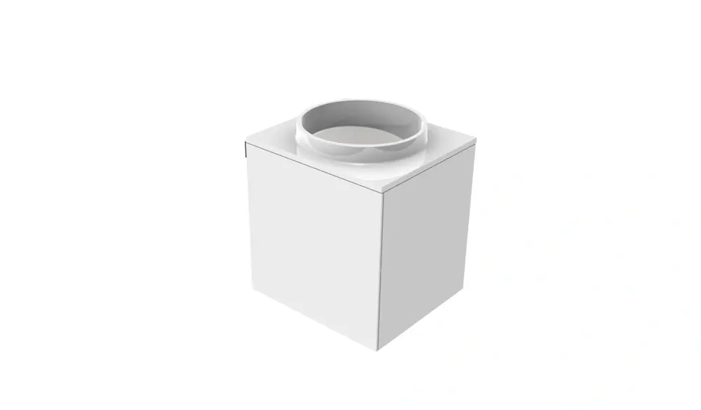 emco evo 450 lavabo pour invités, blanc optique, 450x450x508mm