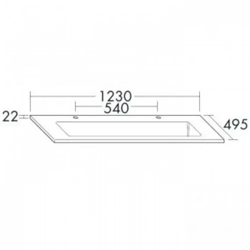 burgbad Bel lavabo en céramique, 2 trous pour robinet, largeur 1230mm, blanc