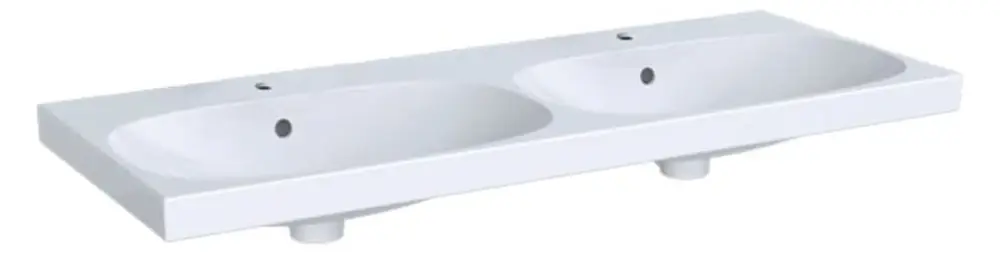 Geberit Acanto double lavabo, 2 trous de robinetterie, avec trop-plein, 1200x480mm
