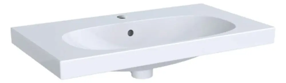 Geberit Acanto lavabo, avec tablette, 1 trou pour robinetterie, avec trop-plein, saillie réduite, 750x420mm
