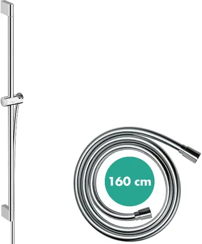 hansgrohe Unica Barre de douche Pulsify S, 90 cm, avec support de pomme de douche Push et flexible de douche