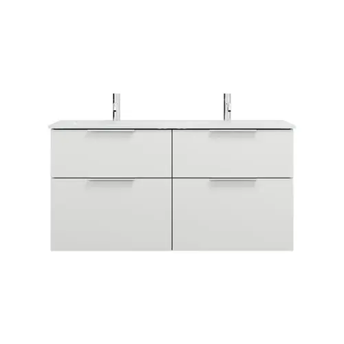 burgbad Eqio double lavabo en verre avec meuble sous-lavabo, largeur 1220mm