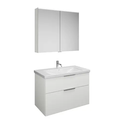 Set burgbad Eqio, composé d‘une armoire de toilette, d‘un lavabo en céramique et d‘un meuble sous-lavabo, largeur 930mm