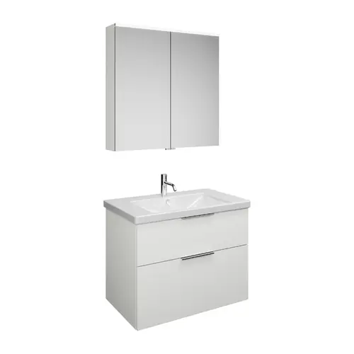 Set burgbad Eqio, composé d‘une armoire de toilette, d‘un lavabo en céramique et d‘un meuble sous-lavabo, largeur 830mm