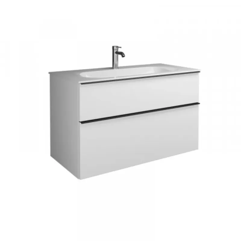 burgbad Fiumo, lavabo en fonte minérale avec meuble sous-lavabo, largeur 1020mm
