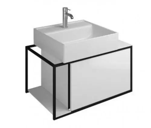 burgbad Junit lavabo en céramique avec meuble sous-lavabo SFKE076, version gauche, largeur 765mm