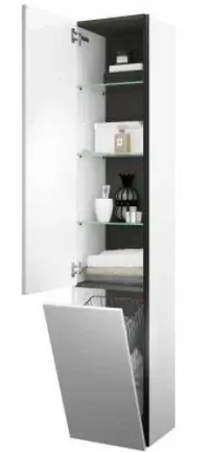 Armoire haute de burgbad Junit HSIG035, charnière à droite, 1 porte, 1 compartiment à linge, largeur 350mm