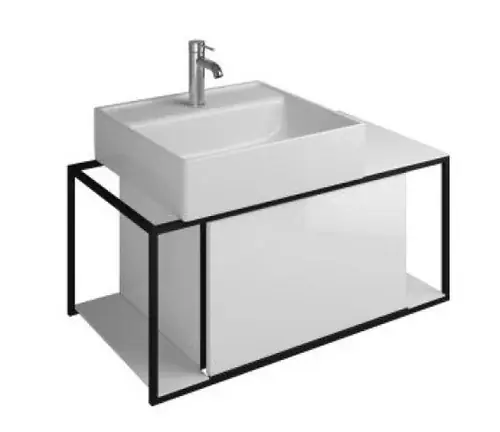 burgbad Junit lavabo en céramique avec meuble sous-lavabo SFKE090, version droite, largeur 900mm