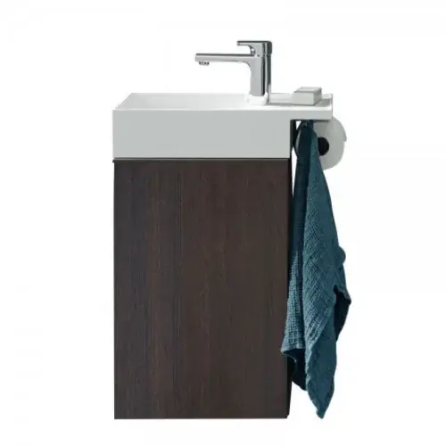 burgbad Yumo lavabo en fonte minérale avec meuble sous-lavabo, largeur 505 mm, version droite