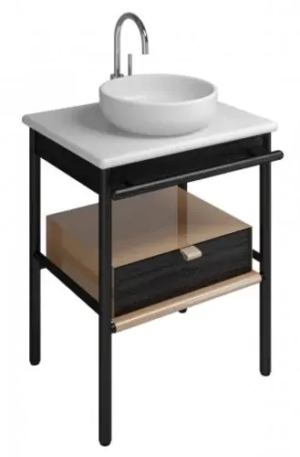 burgbad Mya lavabo en céramique avec meuble sous-lavabo, 650mm