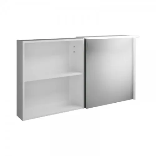 burgbad Badu armoire de toilette avec éclairage LED à poser, 1 porte butée gauche, 1 étagère ouverte, largeur 1200mm