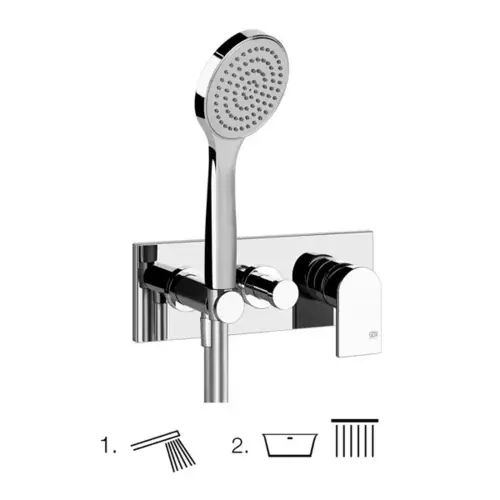 Gessi Emporio Via Manzoni set de finition pour mitigeur monocommande de douche, inverseur 2 voies, coude mural direct avec support