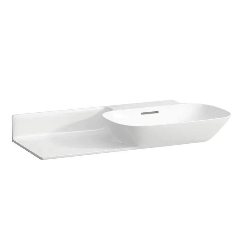 LAUFEN INO lavabo, sans trou pour robinetterie, avec trop-plein, tablette céramique à gauche, 900x450mm