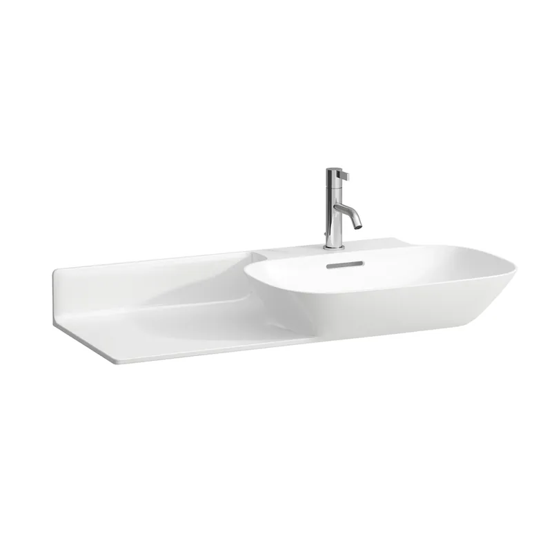 LAUFEN INO lavabo, 1 trou pour robinet, avec trop-plein, tablette céramique à gauche, 900x450mm