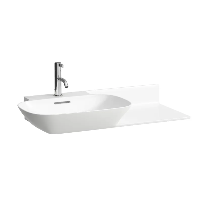 LAUFEN INO lavabo, 1 trou pour robinet, avec trop-plein, tablette céramique à droite, 900x450mm