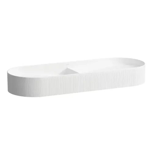 LAUFEN Sondeur mobile à double lavabo avec texture, sans trou pour robinet, sans trop-plein, 1000x370mm, avec couvercle en céramique pour robinet de vidange, blanc