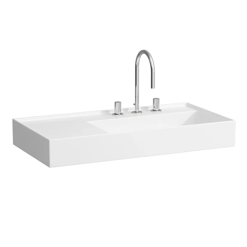 LAUFEN Kartell lavabo, encastré, tablette à gauche, 2 trous pour robinet, sans trop-plein, 900x460mm