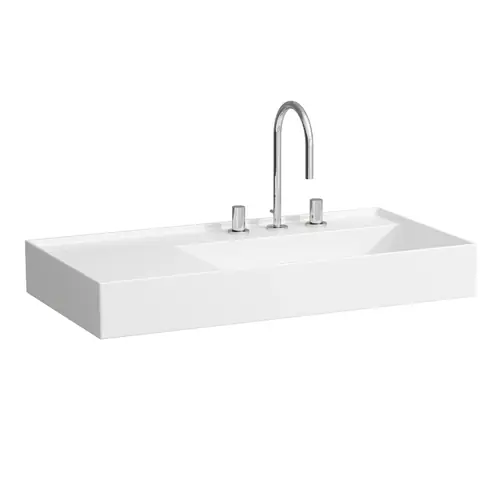 LAUFEN Kartell lavabo, encastré, tablette à gauche, 3 trous pour robinet, sans trop-plein, 900x460mm