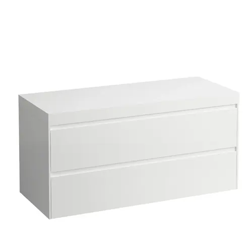 LAUFEN LANI Plan de lavabo blanc mat avec meuble sous-lavabo, sans découpe, 1185x495x580mm