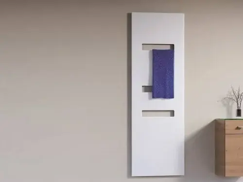 Radiateur de salle de bains HSK Atelier Highline largeur 62,0cm, hauteur 186,0 cm, façade vitrée blanche, radiateur blanc mat