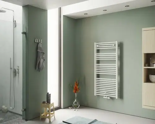 Corpotherma Eco-Plus Radiateur sèche-serviettes de bain, à eau, tubes droits en acier de précision, blanc, profondeur 30mm