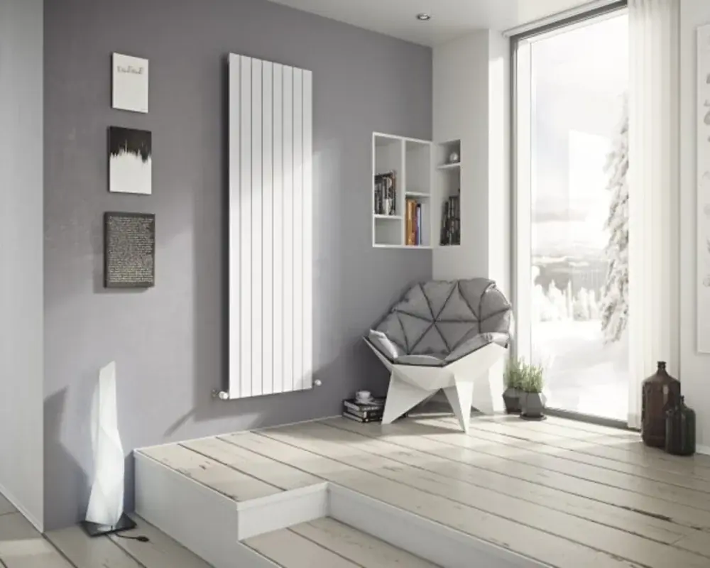 Corpotherma Panio radiateur vertical, à eau, panneaux droits en acier de précision, blanc, profondeur 63mm