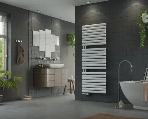 Corpotherma Forte-UP radiateur sèche-serviettes de bain, à eau, profilé ovale droit, profondeur 95mm, blanc