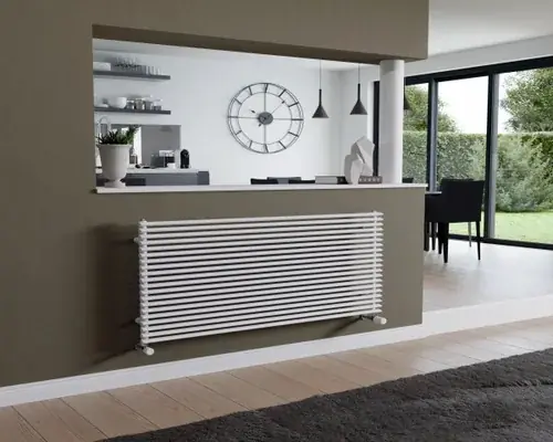Corpotherma Aurora radiateur horizontal, à eau, tubes droits en acier de précision, profondeur 65mm, blanc