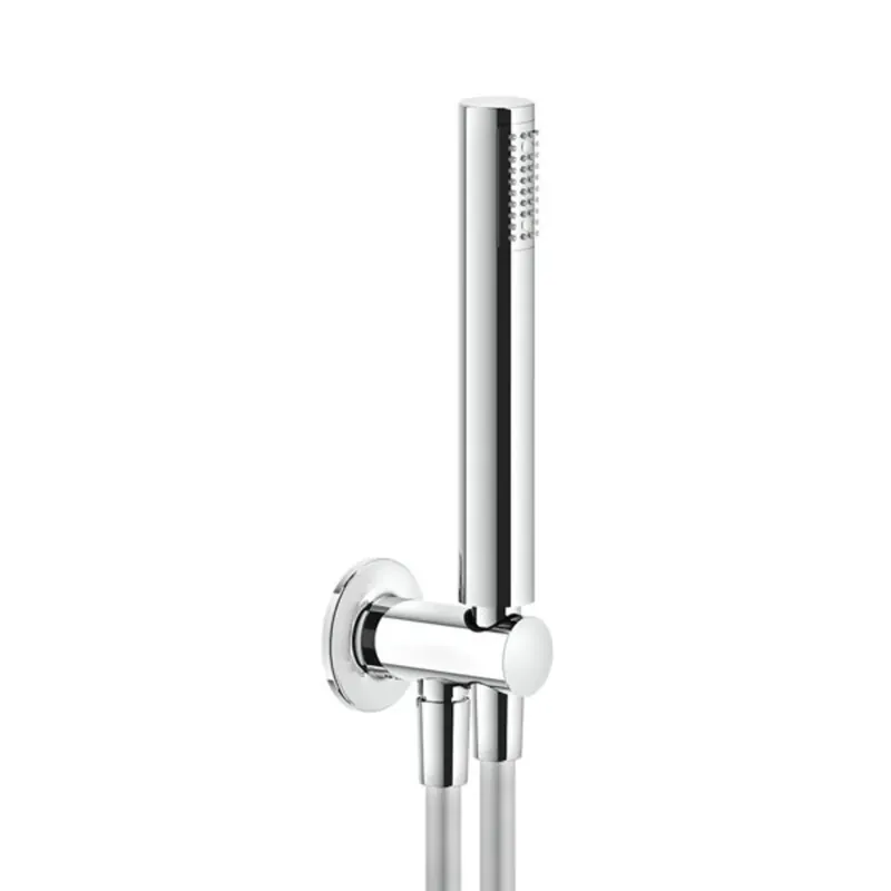 Ensemble de douche Gessi Inciso, avec raccord mural coudé 1/2 et support, flexible 1,50 m et pomme de douche anticalcaire