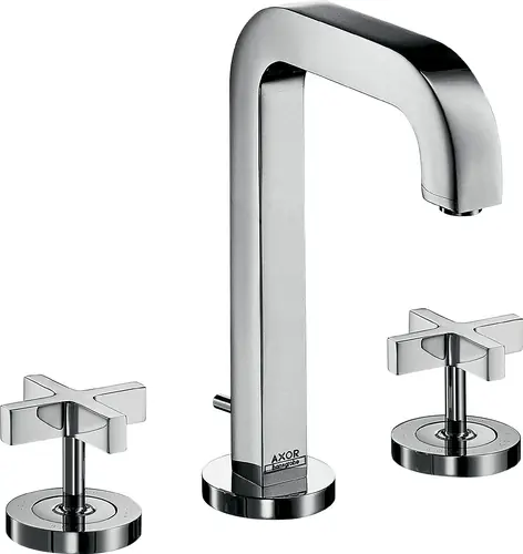 hansgrohe AXOR Citterio Mélangeur lavabo 3 trous AXOR 170, vidage escamotable, bec verseur 140mm, poignées croisées, rosettes