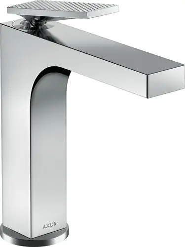 hansgrohe AXOR Citterio Mitigeur monocommandé pour lavabo, garniture découlement à tirette, finition losange, saillie 143mm, ComfortZone160