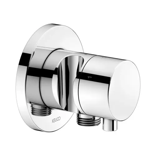 KEUCO IXMO Vanne d‘inversion à encastrer 3 consommateurs, raccord de flexible, poignée Comfort et support de douche, avec arrêt, rosace ronde