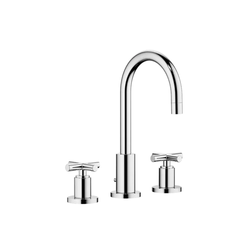 Dornbracht TARA Mélangeur de lavabo à trois trous avec garniture d‘écoulement, saillie 135mm