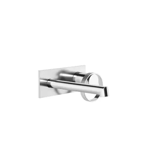Gessi Anello, set prêt à poser pour mitigeur monocommande de lavabo encastré, avec plaque rectangulaire, longueur du bec réglable à 160-130 mm, bec toujours à gauche