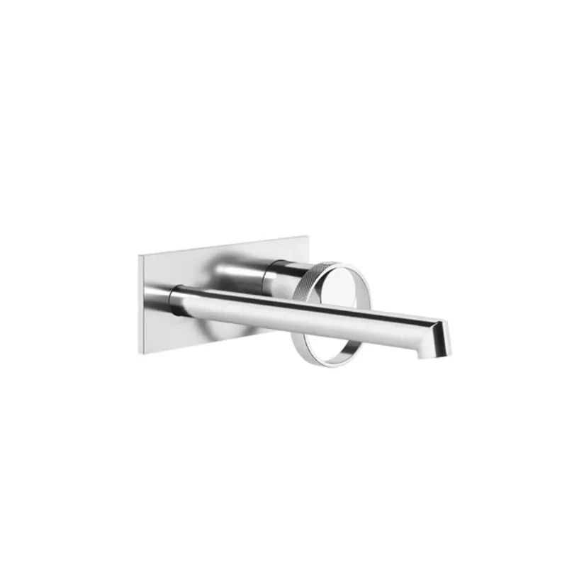 Gessi Anello, kit prêt à poser pour mitigeur monocommande de lavabo encastré, avec plaque rectangulaire, longueur du bec réglable de 205 à 175 mm, bec toujours à gauche