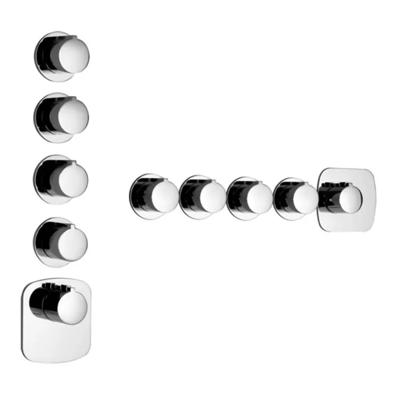 Gessi Anello, ensemble prêt à monter avec 4 voies séparées