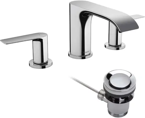 hansgrohe Vivenis robinetterie de lavabo 3 trous 90, avec vidage à tirette, portée 150mm