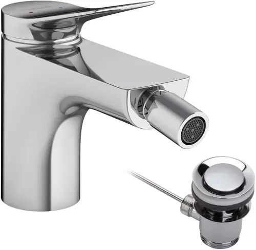hansgrohe Vivenis Mitigeur monocommandé pour bidet avec vidage à tirette, portée 130mm